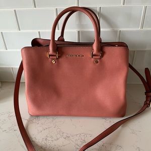 Michael Kores Savanna Large Satchel Tote in Color Rose